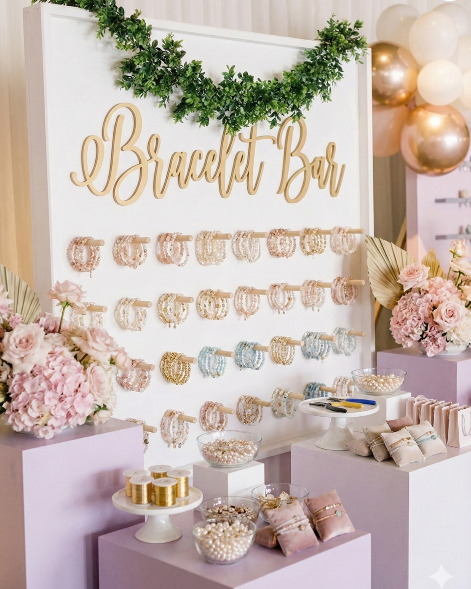 Bracelet bar setup with gemstones