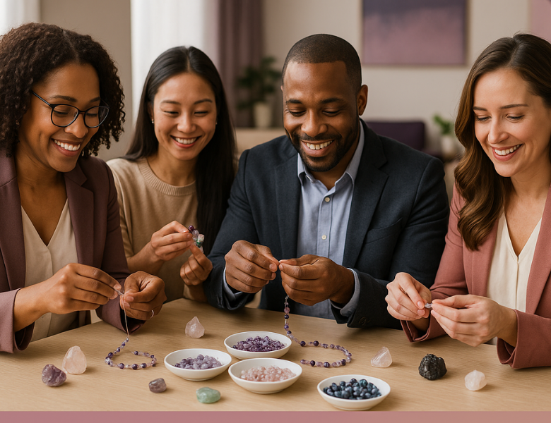 Corporate team building bracelet making session