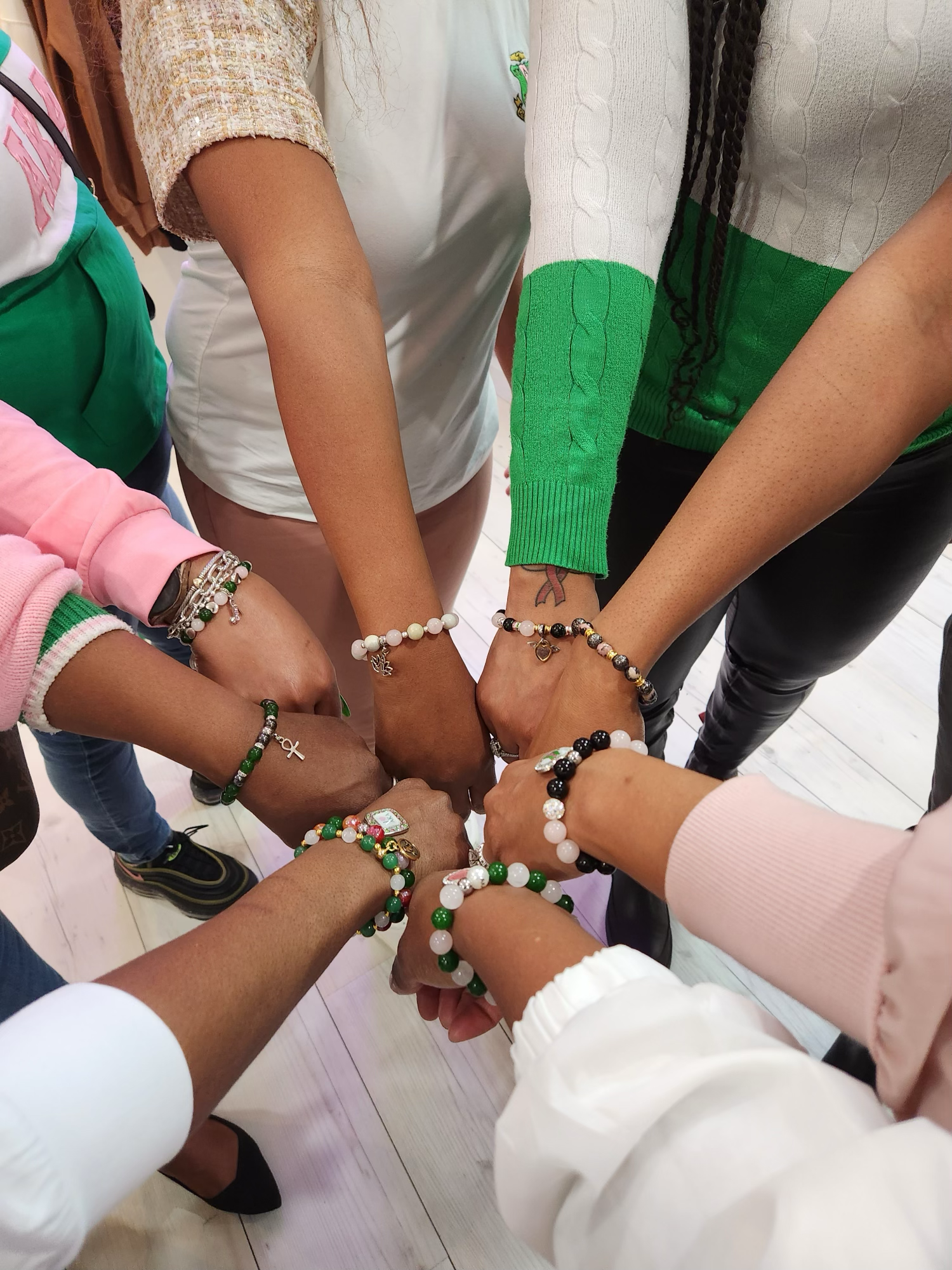 Corporate team building bracelet making session